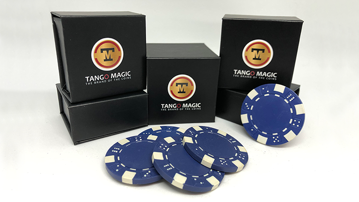 Expanded Shell Poker Chip Blue plus 4 Regular Chips (PK001B) by Tango Magic - Trick