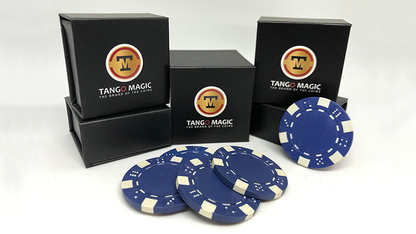 Expanded Shell Poker Chip Blue plus 4 Regular Chips (PK001B) by Tango Magic - Trick