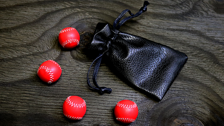 Set of 4 Leather Balls for Cups and Balls (Red) by Leo Smetsers - Trick