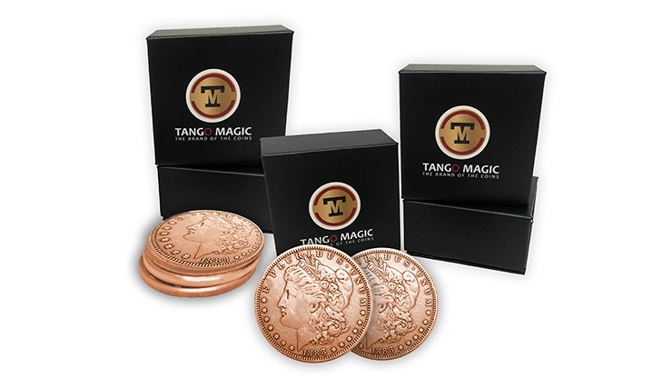 Copper Morgan Expanded Shell plus 4 four Regular Coins (Gimmicks and Online Instructions) by Tango Magic - Trick