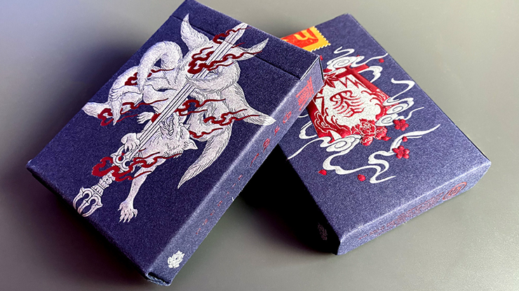 Sumi Kitsune Myth Maker (Blue/Red Craft Letterpressed Tuck) Playing Cards by Card Experiment